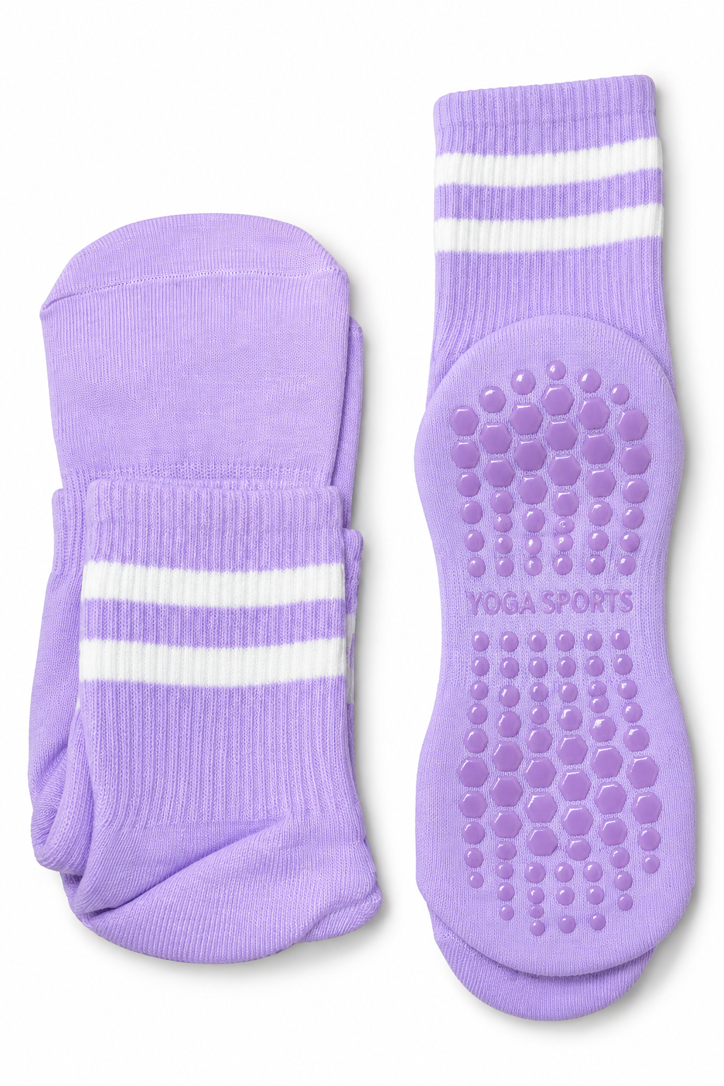 Chaussettes antidérapantes Yoga & Pilates – Violet lavande / Blanc 🧘‍♀️