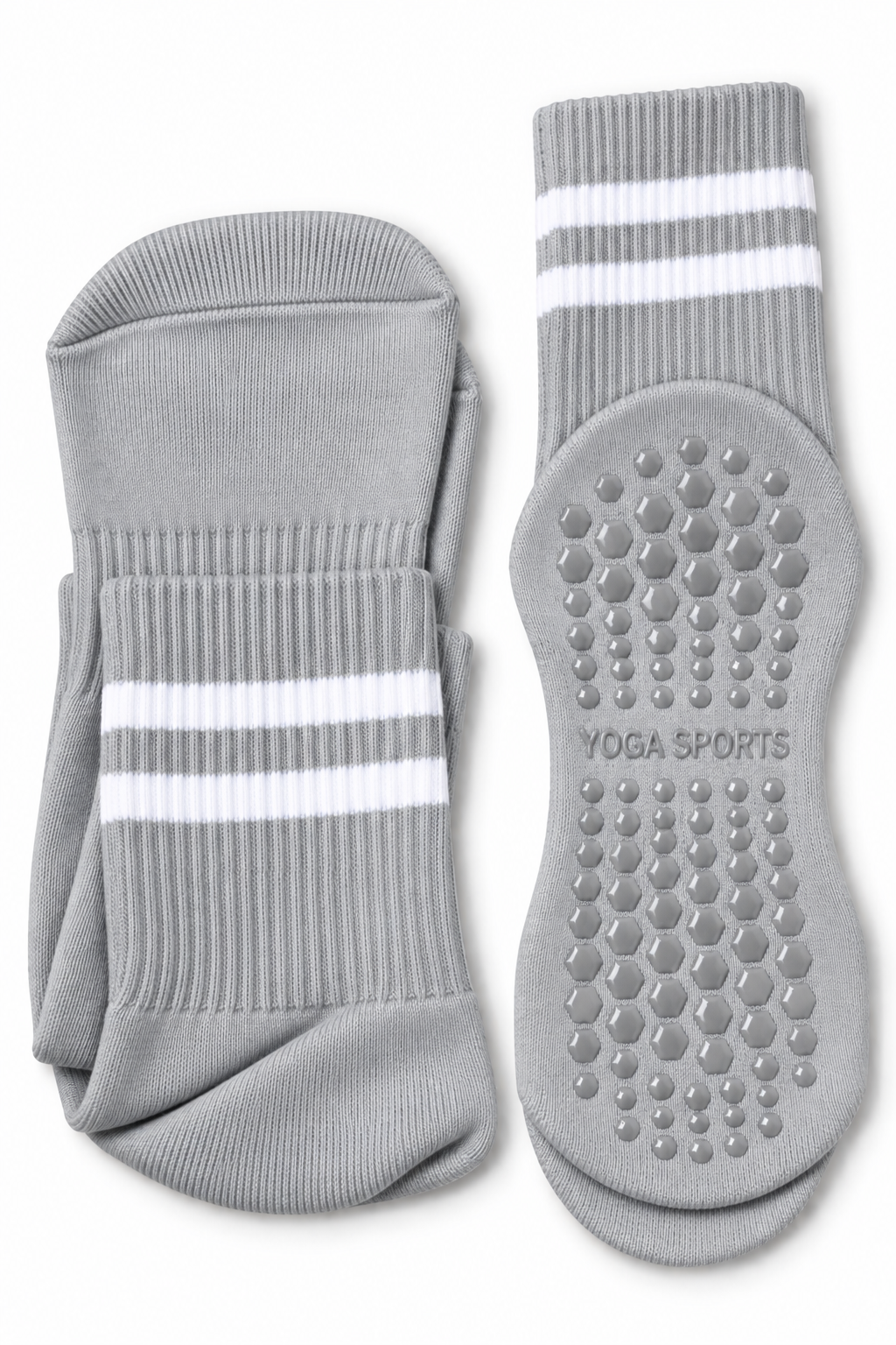 Chaussettes antidérapantes Yoga & Pilates – Gris / Blanc 🧘‍♀️